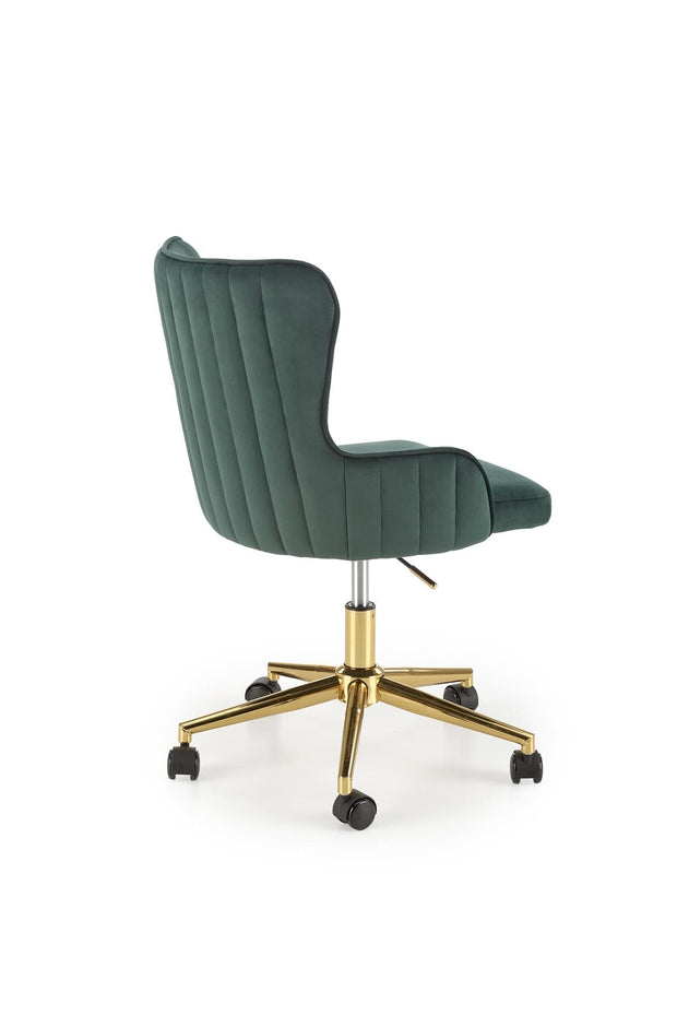 Scaun de birou tapitat cu stofa, Timoteo Velvet Verde Inchis, l55xA55xH77-85 cm (6)