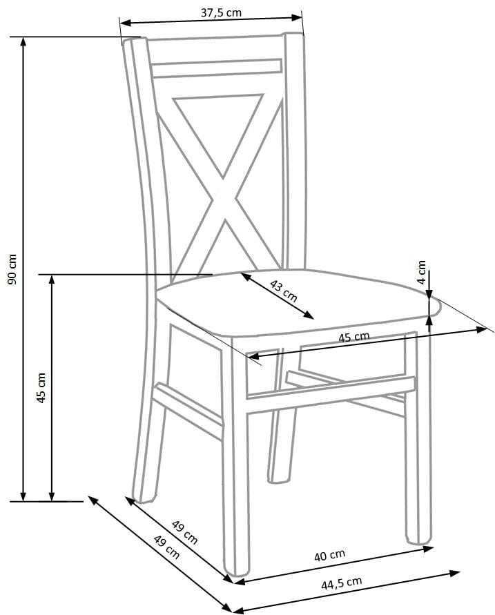 Halmar Scaun din lemn de fag, cu sezut tapitat cu stofa Darien Gri / Stejar, l44,5xA49xH90 cm