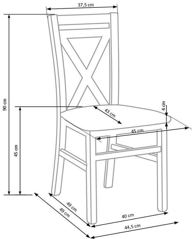 Halmar Scaun din lemn de fag, cu sezut tapitat cu stofa Darien Gri / Stejar, l44,5xA49xH90 cm