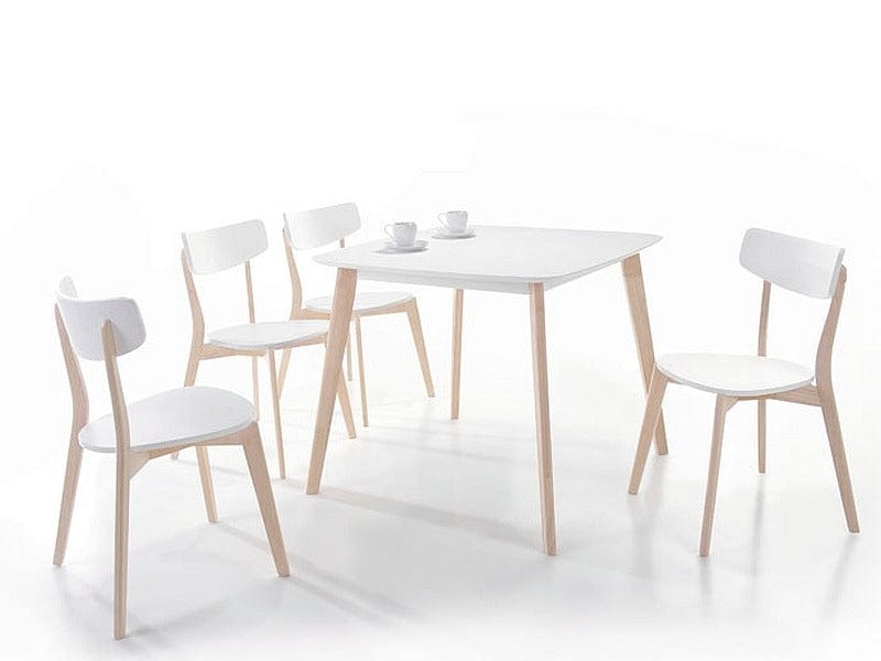 Signal Scaun din lemn si MDF, Tiberio Alb / Stejar White Wash, 46lxA43xH79 cm