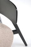 Scaun din MDF tapitat cu stofa si picioare din lemn, Hylo Negru / Bej, l48xA55xH82 cm (5)