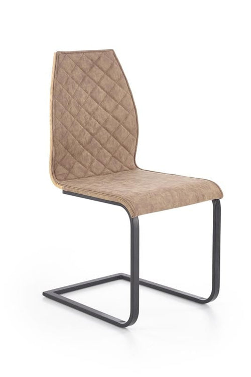 Halmar Scaun din pal tapitat cu piele ecologica si picioare metalice Kai-265 Maro / Stejar Honey / Negru, l43xA58xH94 cm