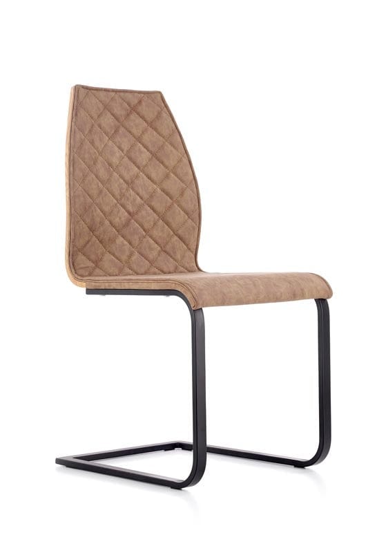 Halmar Scaun din pal tapitat cu piele ecologica si picioare metalice Kai-265 Maro / Stejar Honey / Negru, l43xA58xH94 cm