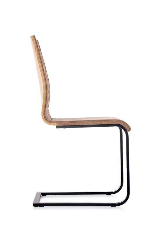 Halmar Scaun din pal tapitat cu piele ecologica si picioare metalice Kai-265 Maro / Stejar Honey / Negru, l43xA58xH94 cm