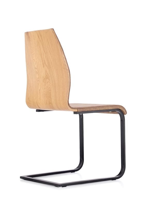 Halmar Scaun din pal tapitat cu piele ecologica si picioare metalice Kai-265 Maro / Stejar Honey / Negru, l43xA58xH94 cm