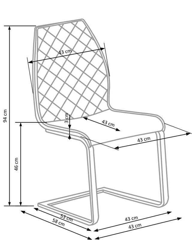 Halmar Scaun din pal tapitat cu piele ecologica si picioare metalice Kai-265 Maro / Stejar Honey / Negru, l43xA58xH94 cm