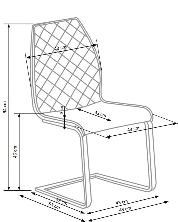 Halmar Scaun din pal tapitat cu piele ecologica si picioare metalice Kai-265 Maro / Stejar Honey / Negru, l43xA58xH94 cm