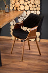 Halmar Scaun din pal tapitat cu stofa si picioare de lemn, Kai-396 Velvet Negru / Nuc, l56xA55xH77 cm
