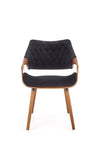 Halmar Scaun din pal tapitat cu stofa si picioare de lemn, Kai-396 Velvet Negru / Nuc, l56xA55xH77 cm