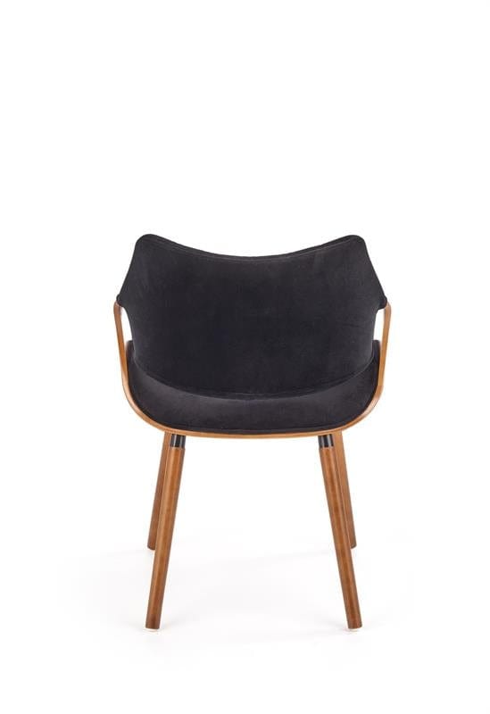 Halmar Scaun din pal tapitat cu stofa si picioare de lemn, Kai-396 Velvet Negru / Nuc, l56xA55xH77 cm