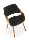 Halmar Scaun din pal tapitat cu stofa si picioare de lemn, Kai-396 Velvet Negru / Nuc, l56xA55xH77 cm