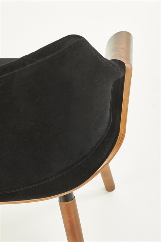 Halmar Scaun din pal tapitat cu stofa si picioare de lemn, Kai-396 Velvet Negru / Nuc, l56xA55xH77 cm
