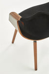 Halmar Scaun din pal tapitat cu stofa si picioare de lemn, Kai-396 Velvet Negru / Nuc, l56xA55xH77 cm