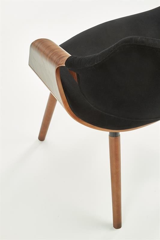 Halmar Scaun din pal tapitat cu stofa si picioare de lemn, Kai-396 Velvet Negru / Nuc, l56xA55xH77 cm