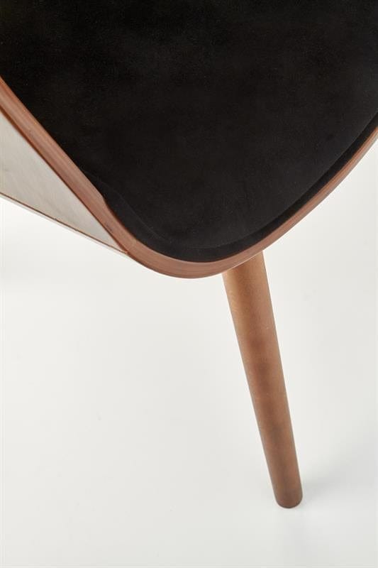Halmar Scaun din pal tapitat cu stofa si picioare de lemn, Kai-396 Velvet Negru / Nuc, l56xA55xH77 cm