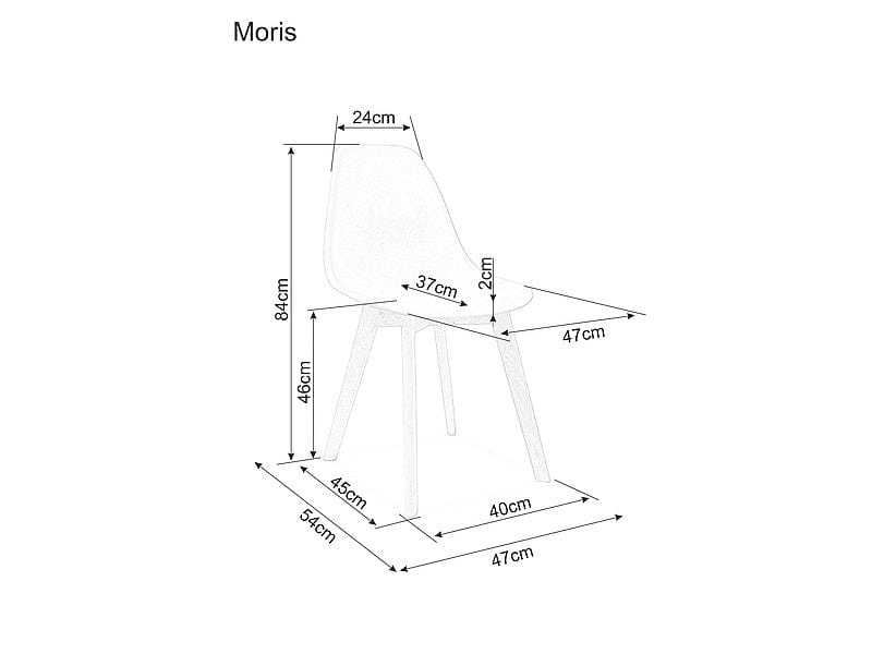 Signal Scaun din plastic, cu picioare din lemn, Morrice Alb / Fag, l47xA54xH84 cm