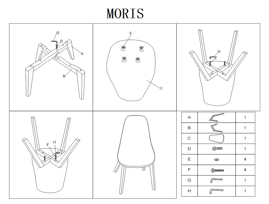 Signal Scaun din plastic, cu picioare din lemn, Morrice Alb / Fag, l47xA54xH84 cm