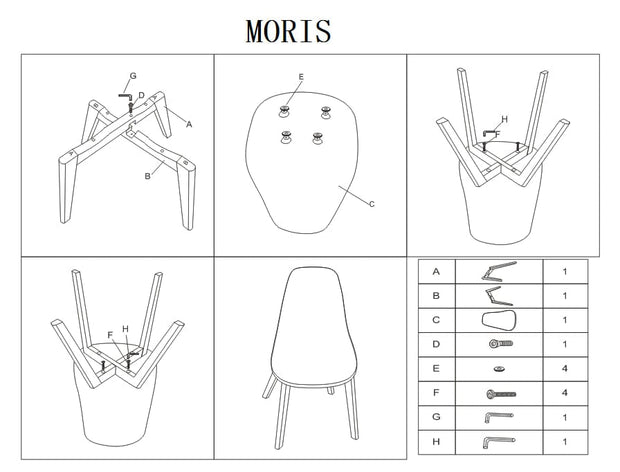 Signal Scaun din plastic, cu picioare din lemn, Morrice Alb / Fag, l47xA54xH84 cm