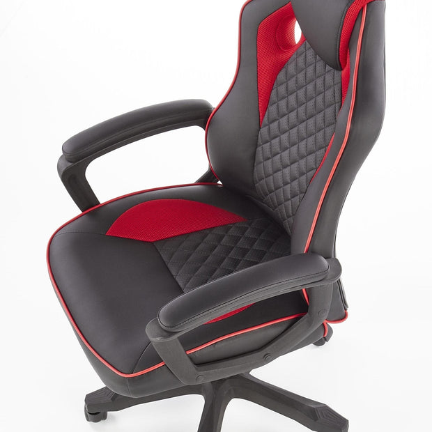 Scaun gaming, tapitat cu piele ecologica Sanne Negru / Rosu, l64xA70xH110-118 cm (5)