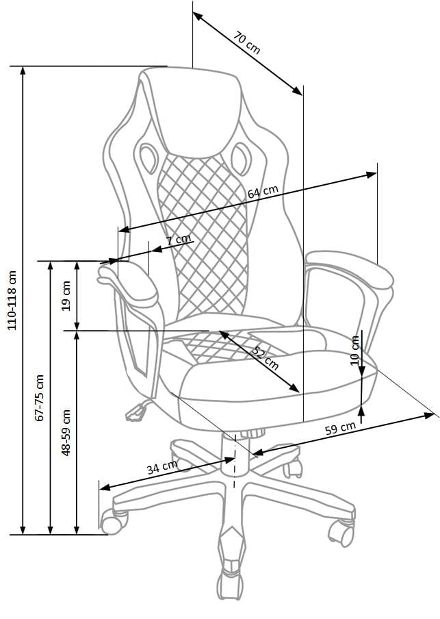 Halmar Scaun gaming, tapitat cu piele ecologica Sanne Negru / Rosu, l64xA70xH110-118 cm