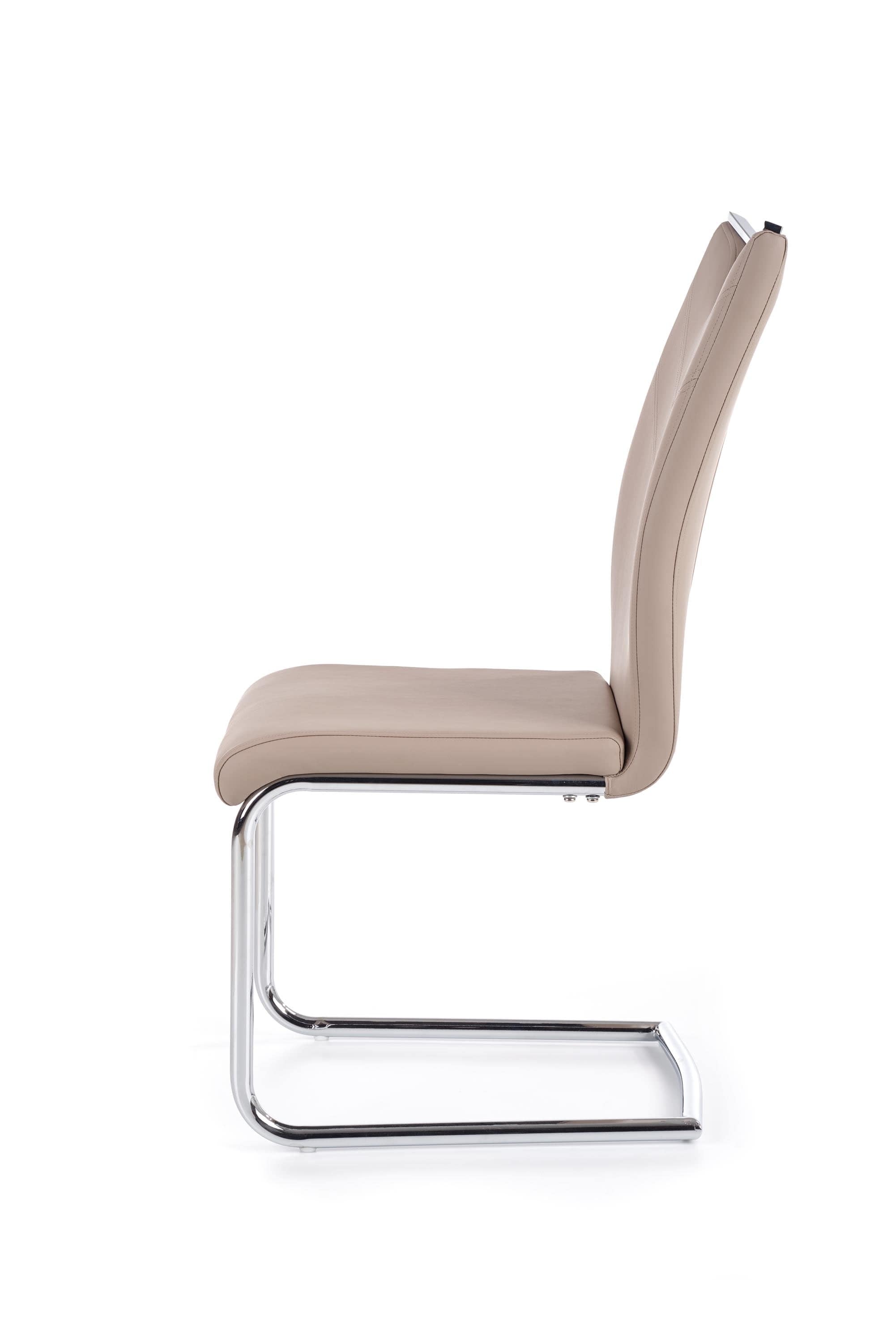 Scaun metalic tapitat cu piele ecologica Kai-224 Cappuccino (1)