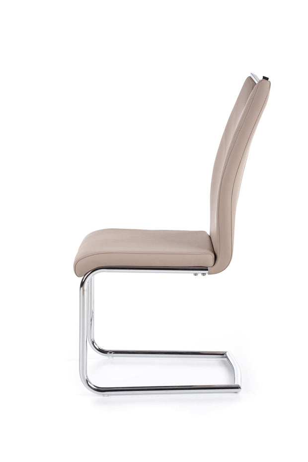 Scaun metalic tapitat cu piele ecologica Kai-224 Cappuccino (1)