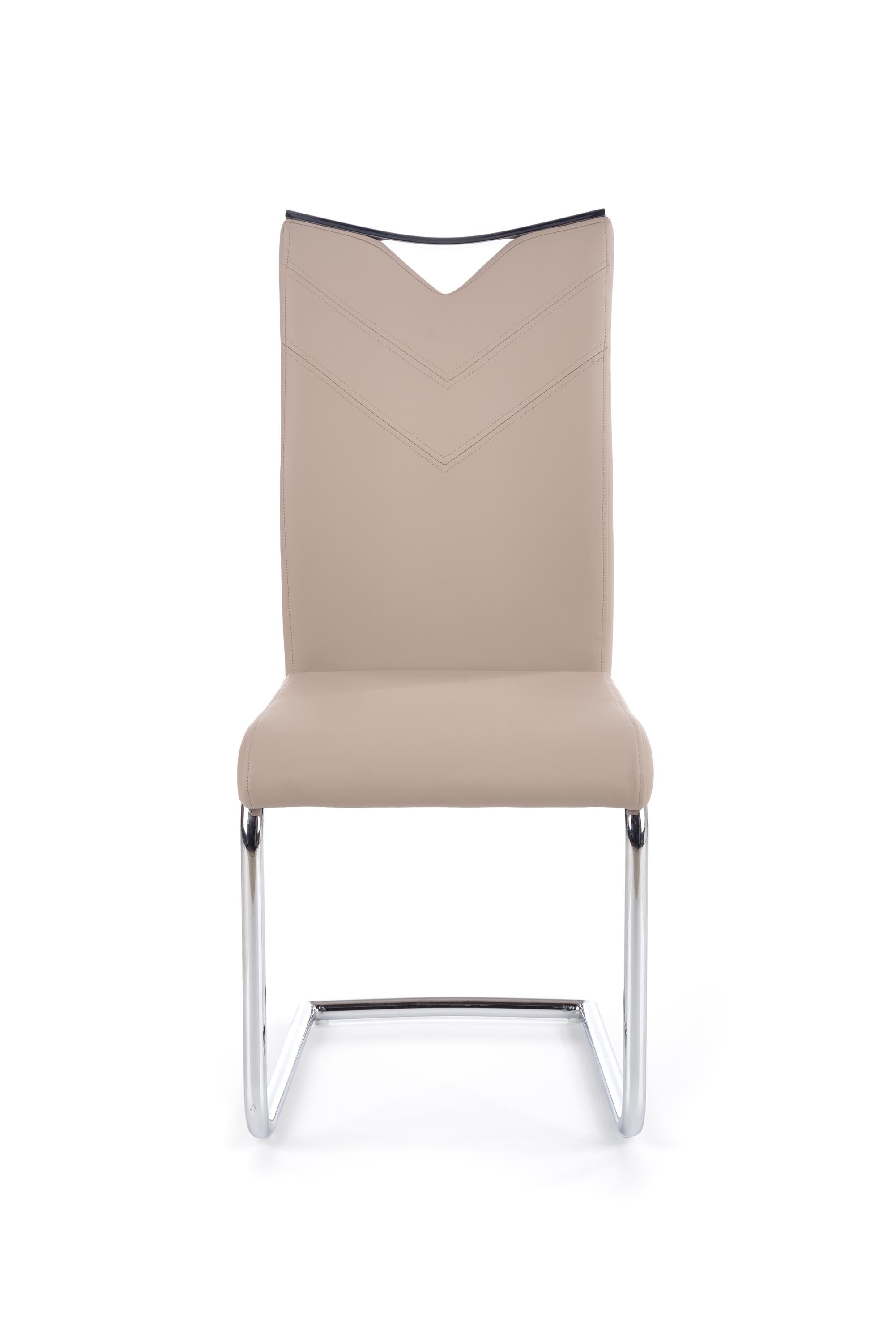 Scaun metalic tapitat cu piele ecologica Kai-224 Cappuccino (2)