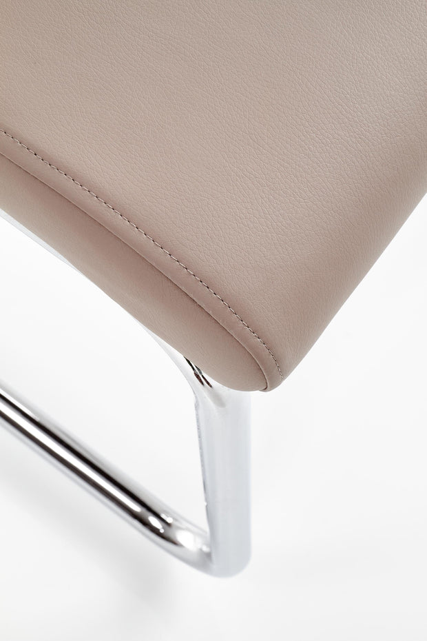 Scaun metalic tapitat cu piele ecologica Kai-224 Cappuccino (6)