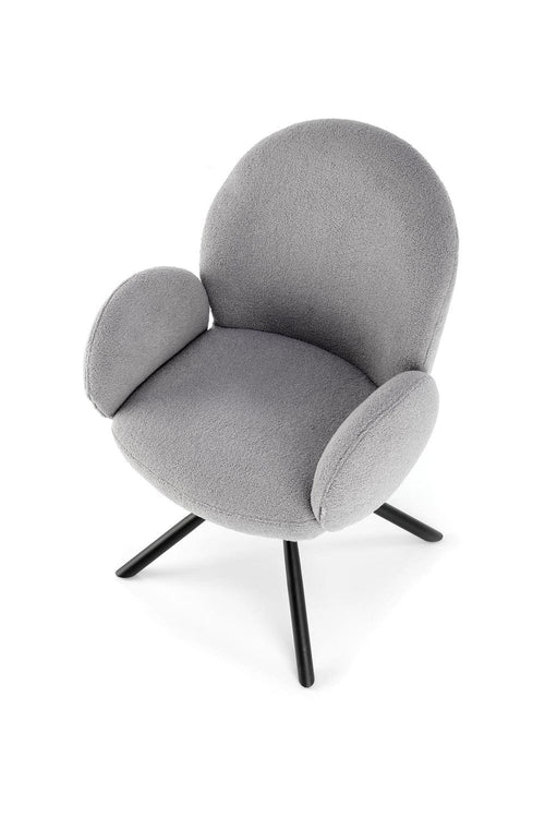 Halmar Scaun rotativ tapitat cu stofa boucle si picioare metalice, Kai-498 Gri / Negru, l64xA63xH90 cm