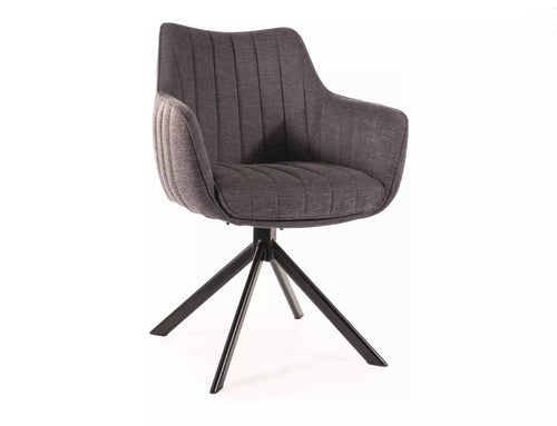 Scaun rotativ tapitat cu stofa si picioare metalice, Azalia Brego Gri Inchis / Negru, l61xA44xH86 cm