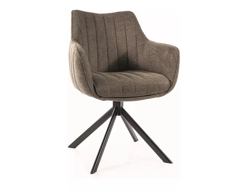 Scaun rotativ tapitat cu stofa si picioare metalice, Azalia Brego Verde / Negru, l61xA44xH86 cm