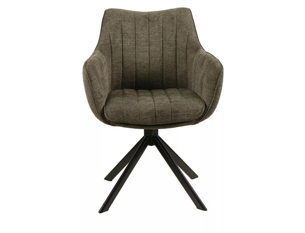 Scaun rotativ tapitat cu stofa si picioare metalice, Azalia Brego Verde / Negru, l61xA44xH86 cm (2)