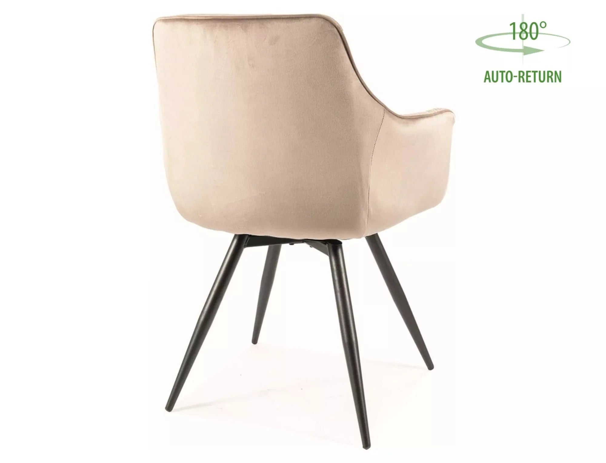 Scaun rotativ tapitat cu stofa si picioare metalice, Mango Velvet Bej Inchis / Negru, l57xA45xH83 cm (2)