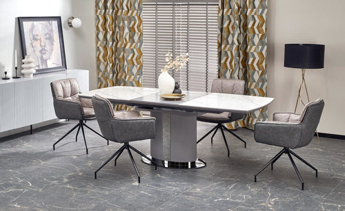 Halmar Scaun rotativ tapitat cu stofa si piele ecologica, picioare metalice, Kai-523 Gri / Negru, l61xA61xH85 cm