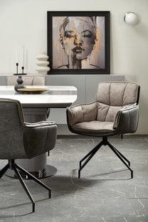 Halmar Scaun rotativ tapitat cu stofa si piele ecologica, picioare metalice, Kai-523 Gri / Negru, l61xA61xH85 cm