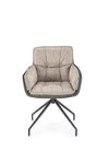 Halmar Scaun rotativ tapitat cu stofa si piele ecologica, picioare metalice, Kai-523 Gri / Negru, l61xA61xH85 cm
