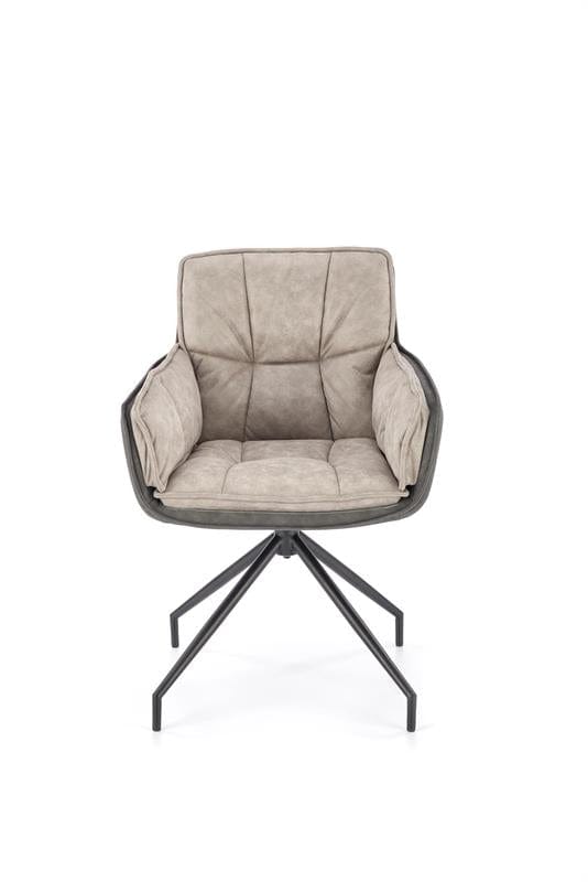 Halmar Scaun rotativ tapitat cu stofa si piele ecologica, picioare metalice, Kai-523 Gri / Negru, l61xA61xH85 cm