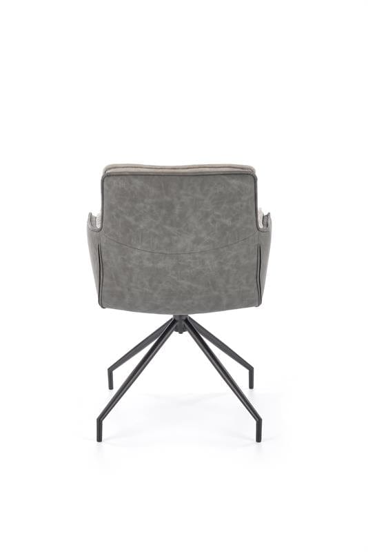 Halmar Scaun rotativ tapitat cu stofa si piele ecologica, picioare metalice, Kai-523 Gri / Negru, l61xA61xH85 cm
