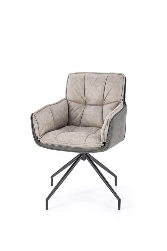 Halmar Scaun rotativ tapitat cu stofa si piele ecologica, picioare metalice, Kai-523 Gri / Negru, l61xA61xH85 cm
