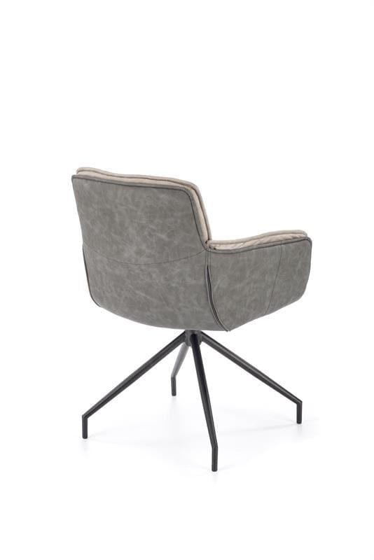 Halmar Scaun rotativ tapitat cu stofa si piele ecologica, picioare metalice, Kai-523 Gri / Negru, l61xA61xH85 cm