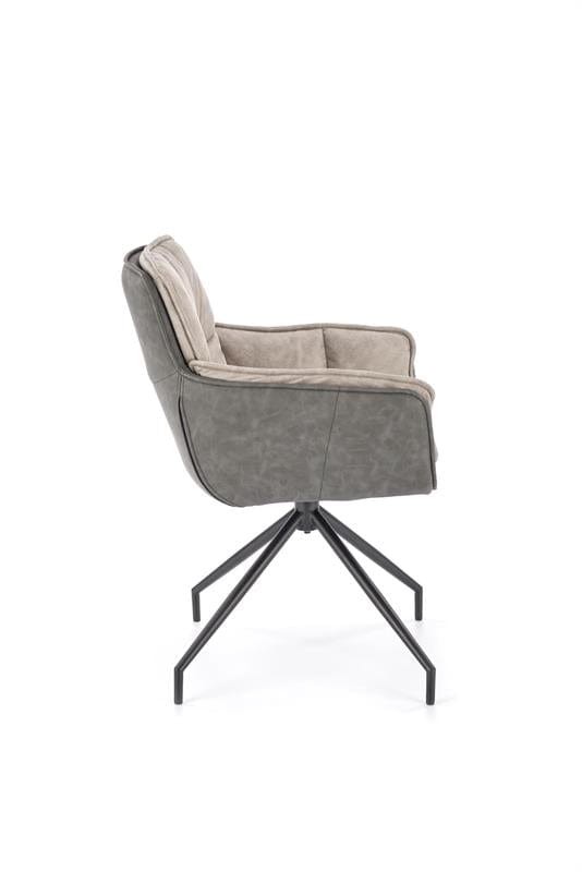 Halmar Scaun rotativ tapitat cu stofa si piele ecologica, picioare metalice, Kai-523 Gri / Negru, l61xA61xH85 cm