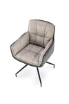 Halmar Scaun rotativ tapitat cu stofa si piele ecologica, picioare metalice, Kai-523 Gri / Negru, l61xA61xH85 cm