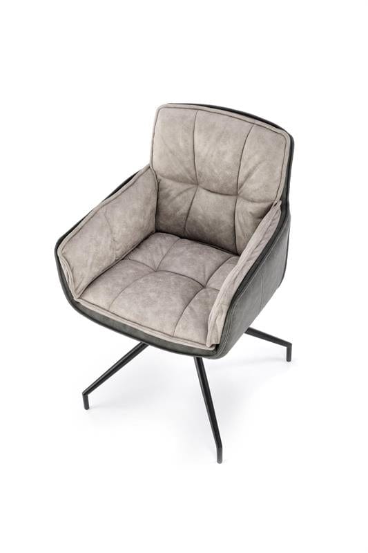 Halmar Scaun rotativ tapitat cu stofa si piele ecologica, picioare metalice, Kai-523 Gri / Negru, l61xA61xH85 cm