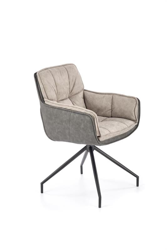 Halmar Scaun rotativ tapitat cu stofa si piele ecologica, picioare metalice, Kai-523 Gri / Negru, l61xA61xH85 cm