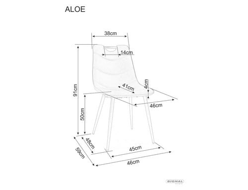 Scaun tapitat cu fibre sintetice si picioare metalice, Aloe Verde / Negru, l46xA41xH91 cm (1)