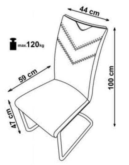 Halmar Scaun tapitat cu piele ecologica, cu picioare metalice Kai-224 Grey, l44xA59xH100 cm