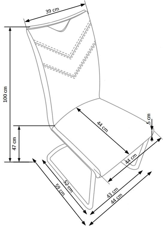 Halmar Scaun tapitat cu piele ecologica, cu picioare metalice Kai-224 White, l44xA59xH100 cm
