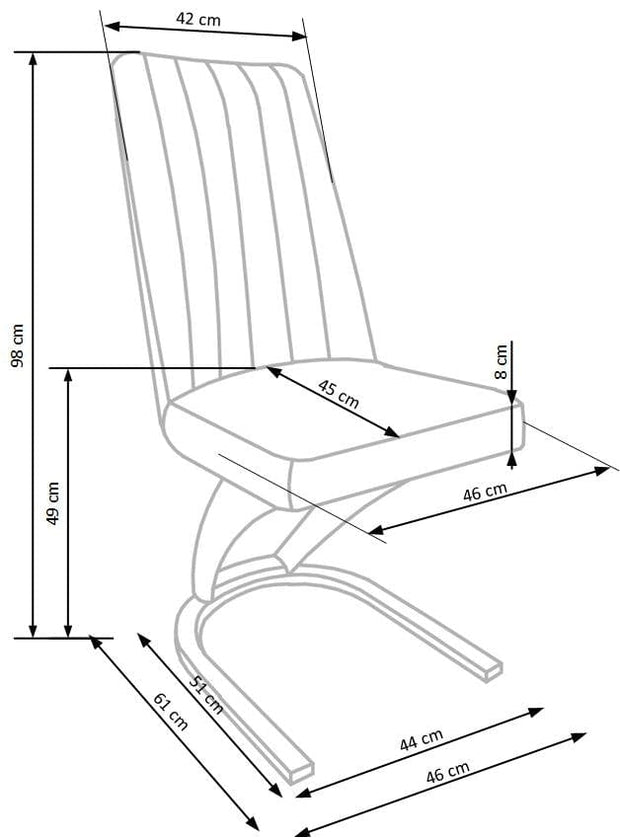 Halmar Scaun tapitat cu piele ecologica, cu picioare metalice Kai-338 Maro, l46xA61xH98 cm