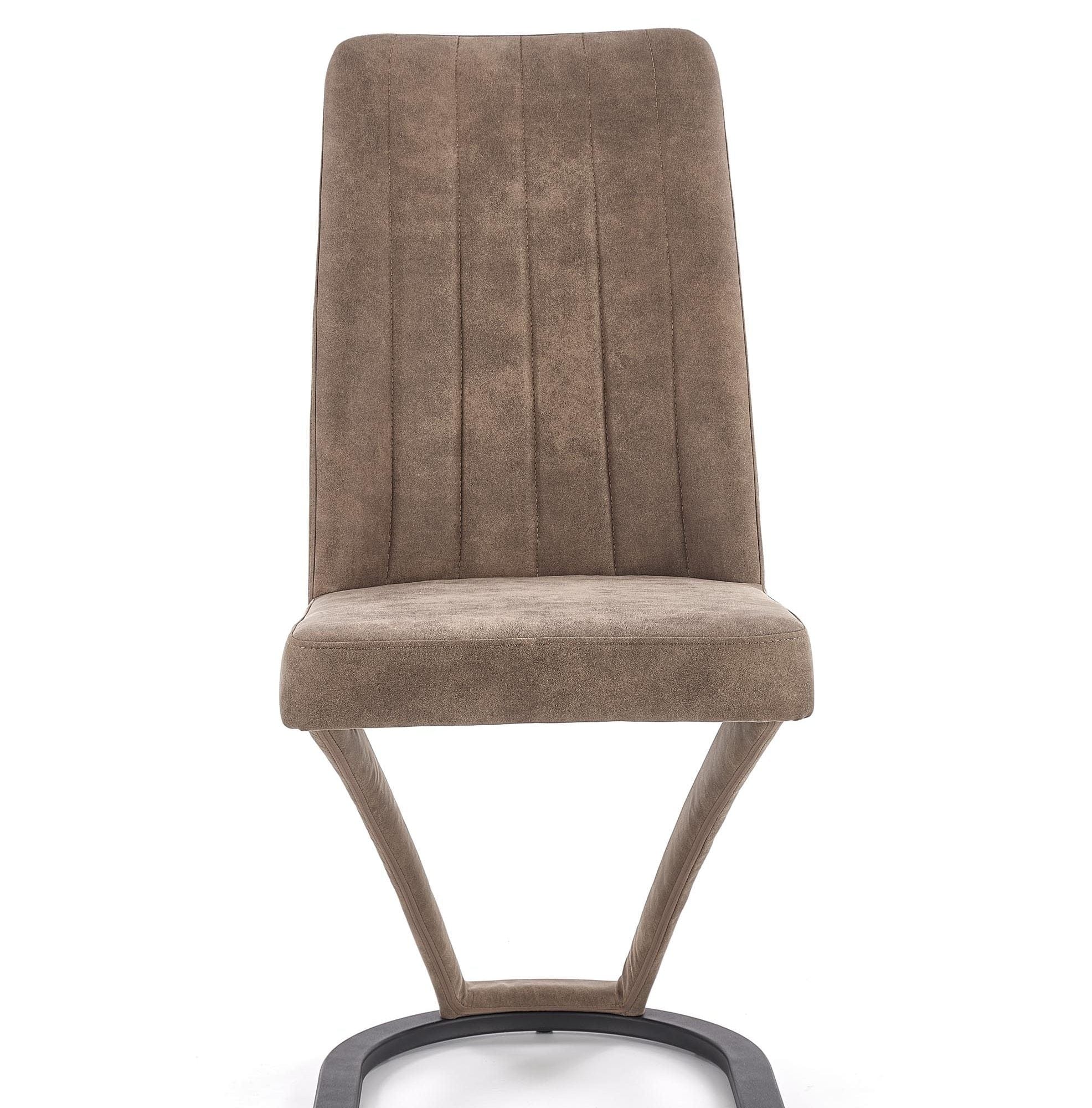 Scaun tapitat cu piele ecologica, cu picioare metalice Kai-338 Maro, l46xA61xH98 cm (1)