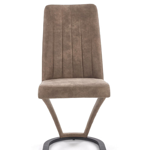 Scaun tapitat cu piele ecologica, cu picioare metalice Kai-338 Maro, l46xA61xH98 cm (1)